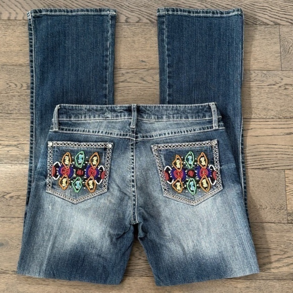 Wrangler Rock 47 Beaded Pocket Ultra Low Rise Bootcut Jeans